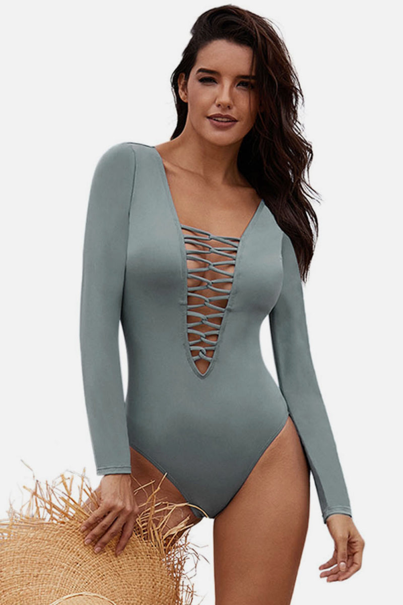 Lace-Up High Cut Swimsuit